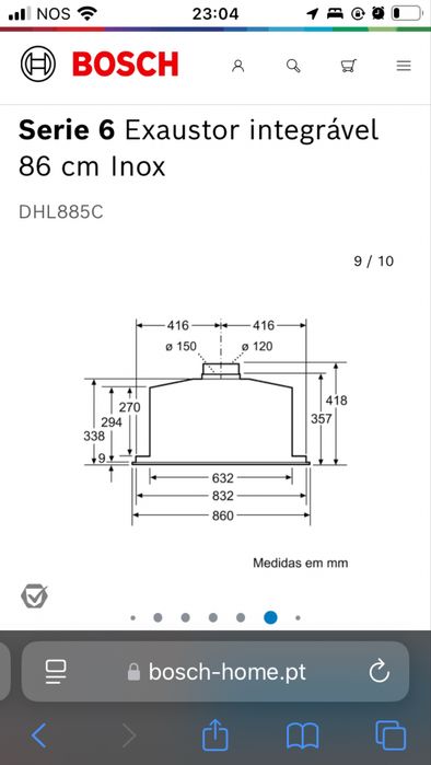 Exaustor Bosch encastrar 86cm novo/exposicao