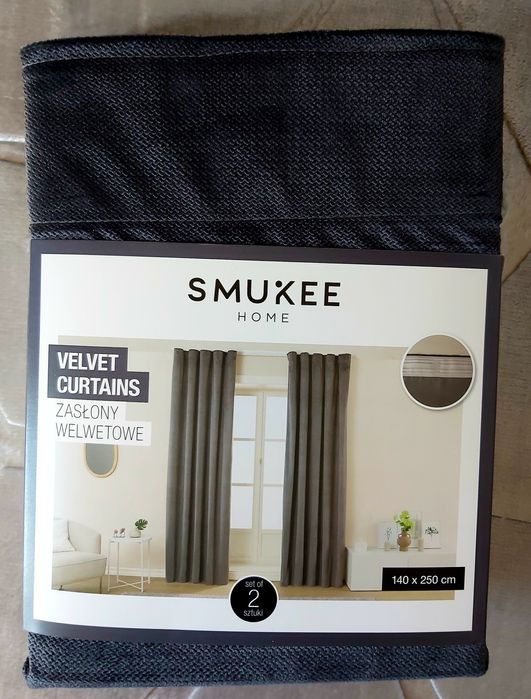 Nowe zasłony welwetowe 140x250 ciemny szary