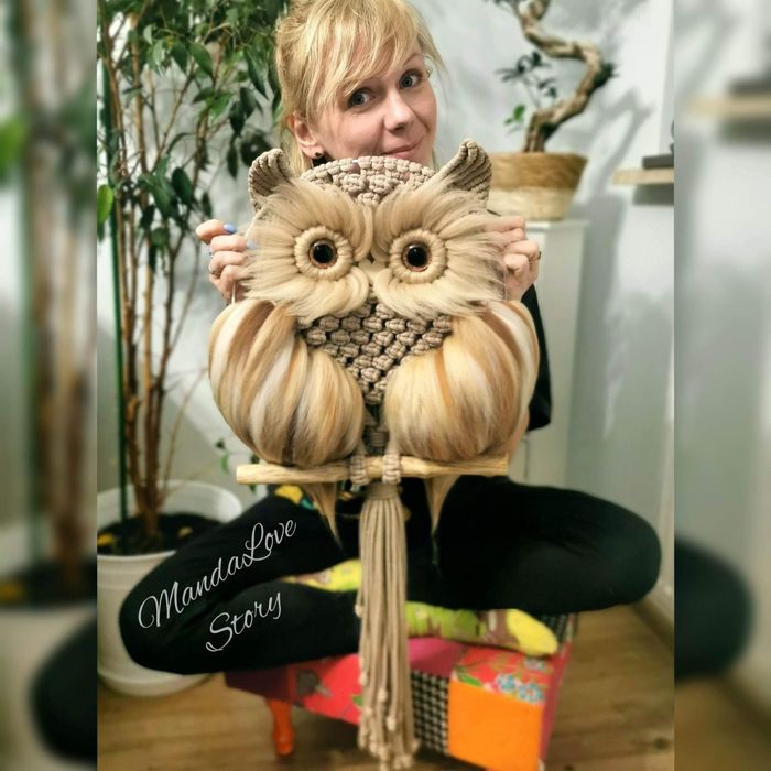 Sowa Makrama ręcznie robiona