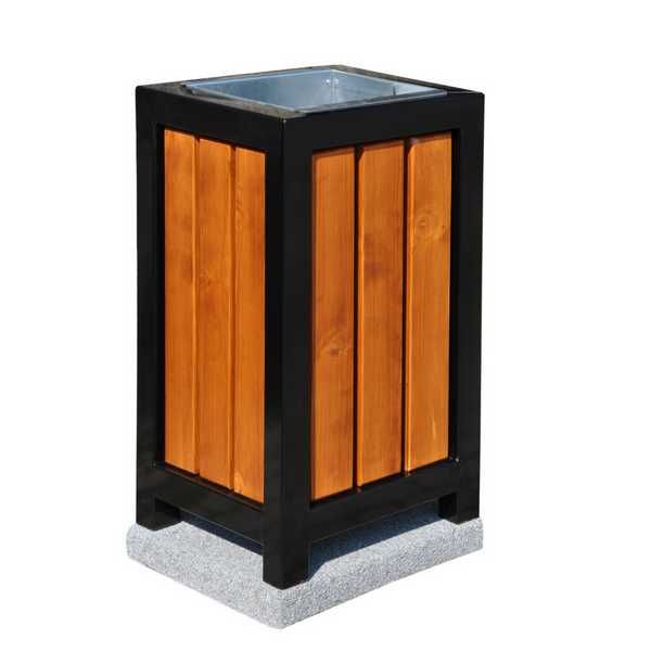 Kosz metalowo-drewniany kwadratowy 70 l litrów  87x47x49 cm