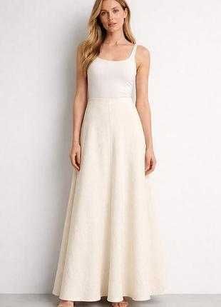 Спідниця жіноча h&m довга максі розкльошена бежева розмір l xl