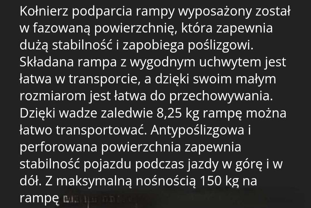 Rampa najazd podjazd załadunkowy składany