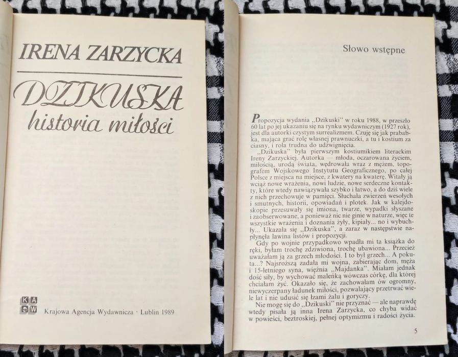 Irena Zarzycka - Dzikuska ( Krajowa Agencja Wydawnicza 1989 )