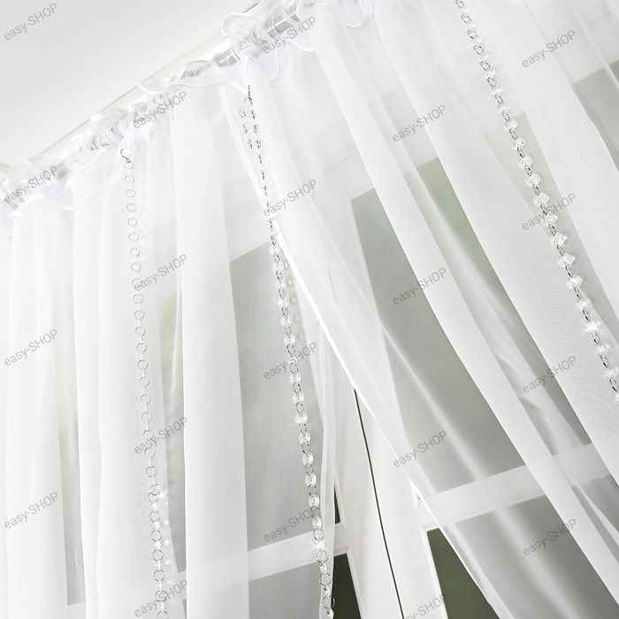 ‼️ WYPRZEDAŻ ‼️ Firana 150x400 z kryształami i filcowymi ptaszkami