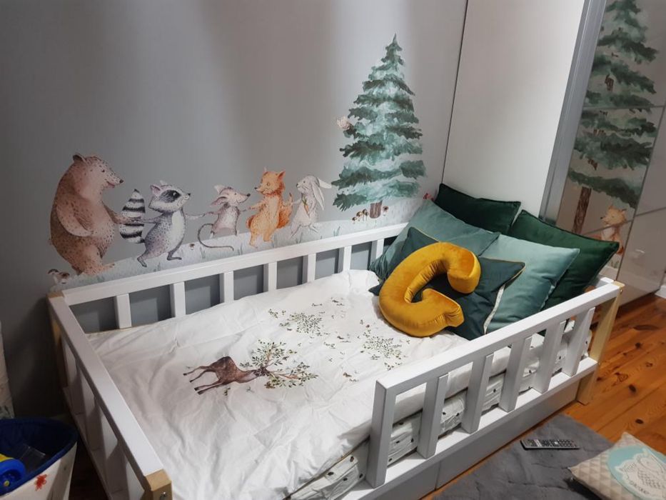 Łóżko dziecięce na wymiar Dzika Fabryka 80×180 + materac Hevea Snudo + 2 szuflady + dodatkowa barierka