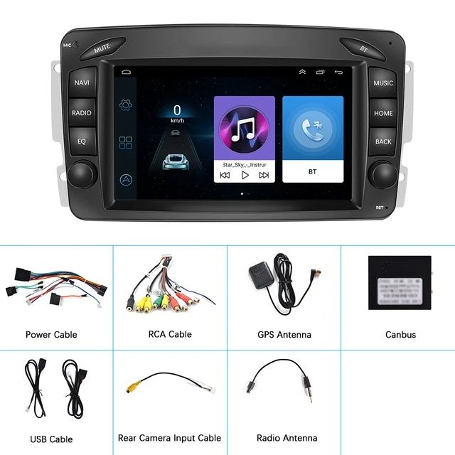 Auto Rádio Android 13 2din Mercedes W203/209/210 GPS Navi WiFi M-Link