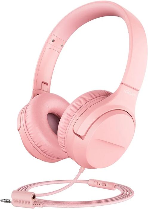Słuchawki przewodowe dla dzieci iclever hs23 róż ogranicznik głośności