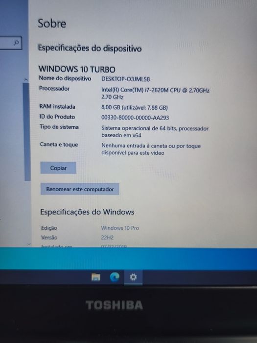 Toshiba | Core i7 | 8GB RAM | Bateria Impecável