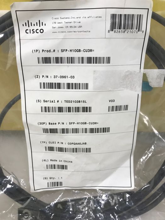 Cabo Cisco DAC SFP+ 10Gb como NOVO