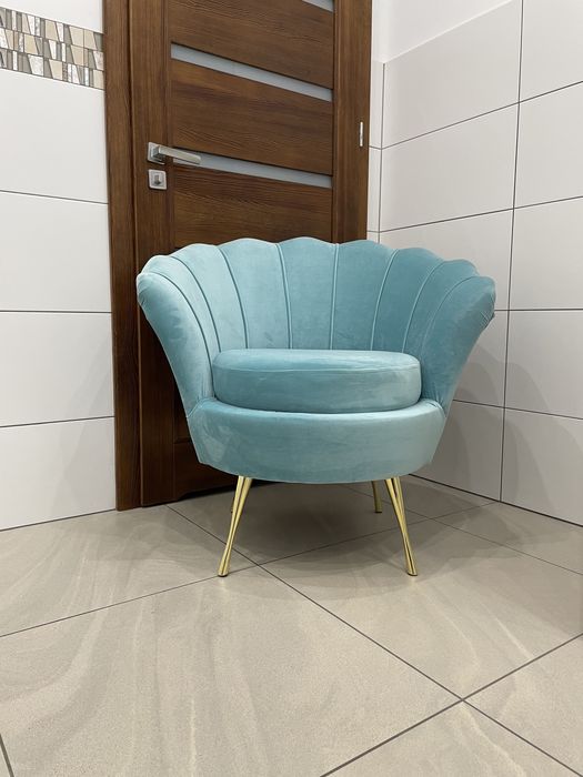 Fotel Muszelka tapicerowane welur velvet krzesło Promocja