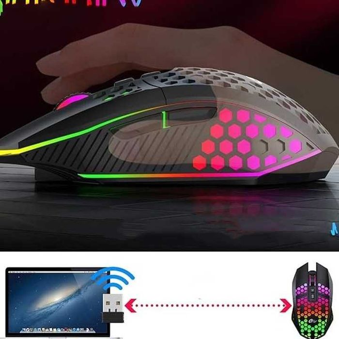 MYSZKA bezprzewodowa mysz 2.4 GHz gamingowa dla graczy LED RGB 2,4