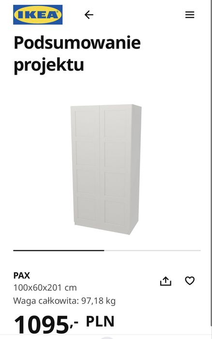Szafa Ikea Pax 100x60x201, Bergsbo