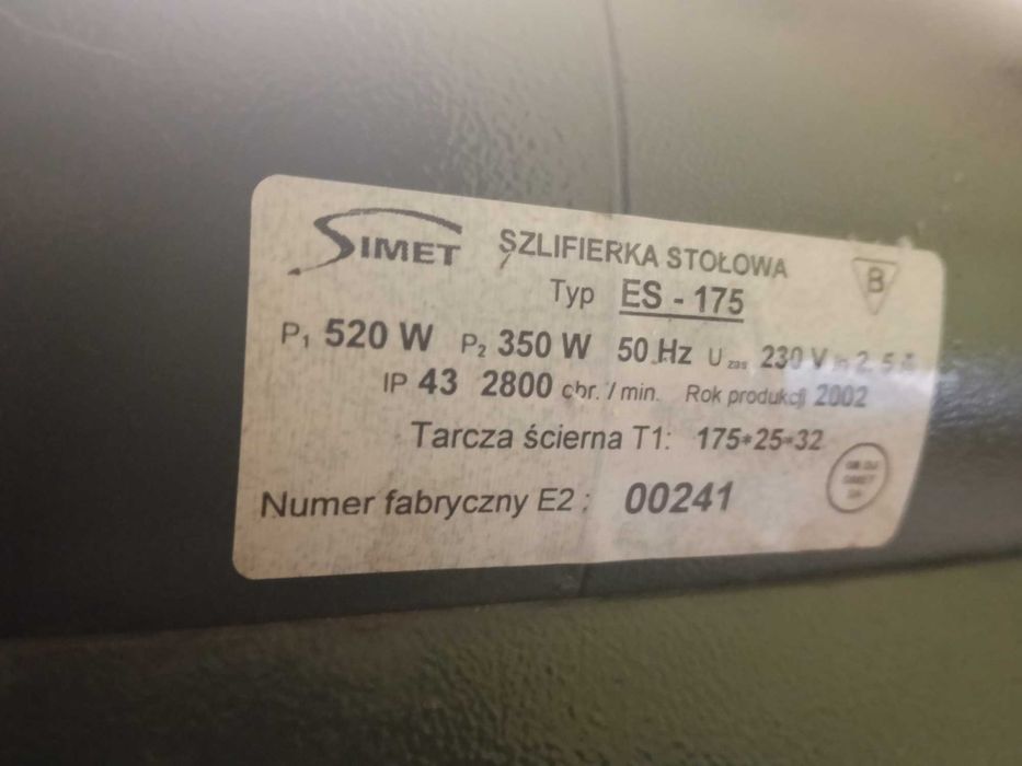 Gorąca oferta  czytaj opis Szlifierka Przemysłowa dwuosiowa Simet