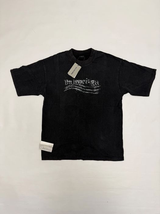 футболка Balenciaga Layered logo black washed color 2026 vetements project gr protocol index