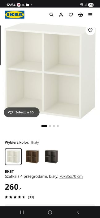Szafki Ikea EKET z 4 przegródkami 70x70x35cm --- posiadam 5 szt --- używane w dobrym stanie z  uchwytami do zawieszenia. Idealne do  garażu, piwnicy