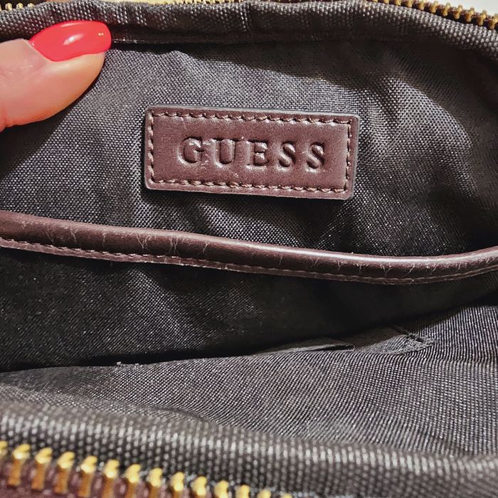 Torba na ramię męska nerka saszetka Guess skóra eko brązowy