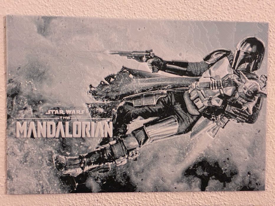 Quadro Decorativo Mandalorian & Grogu - Relevo 3D Exclusivo (20cm)