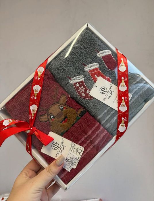 Подарунковий набір рушників махрових новорічний 3 шт.