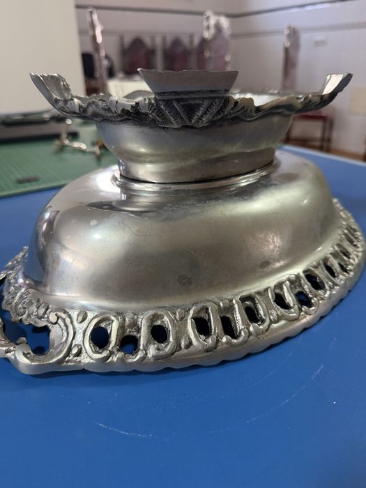Taça de fruta vintage em estanho – anos 50
