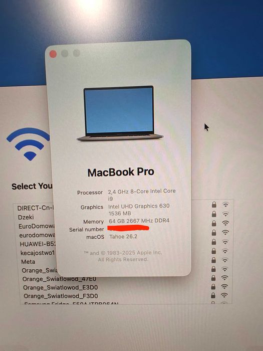 MacBook Pro 16" (2019)  i9,64 GB RAM, 4 TB SSD Stan idealny AppleCare+
