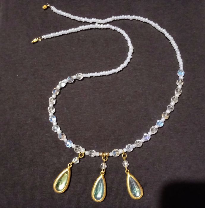 Колье чешское стекло бисер бусы ожерелье винтаж намисто