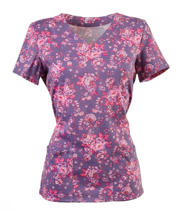 BLuza Medyczna Koszulka bawełniana Róża fioletowa Rozmiar 40