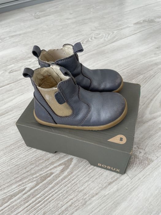 Sztyblety bobux 22 grafitowo srebrne jesienne skórzane barefoot