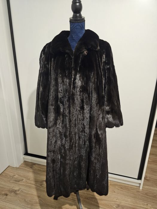 Ekskluzywne długie futro z norki Blackglama Frankfurt vintage luksusowe