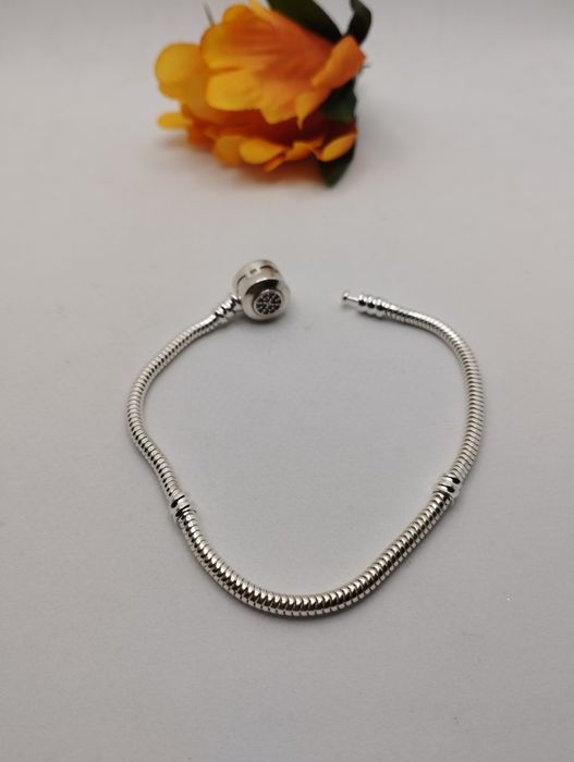 Srebrna bransoletka, Pandora, próba 925, długość 20 cm