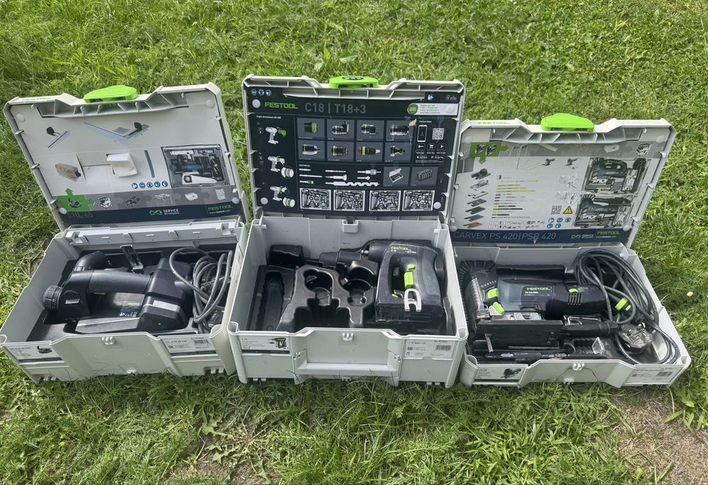 Zestaw narzedzi festool strug wkrętarka wyrzynarka