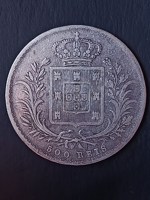 500 reis de 1871 D. Luís I Prata Antiga Portuguesa