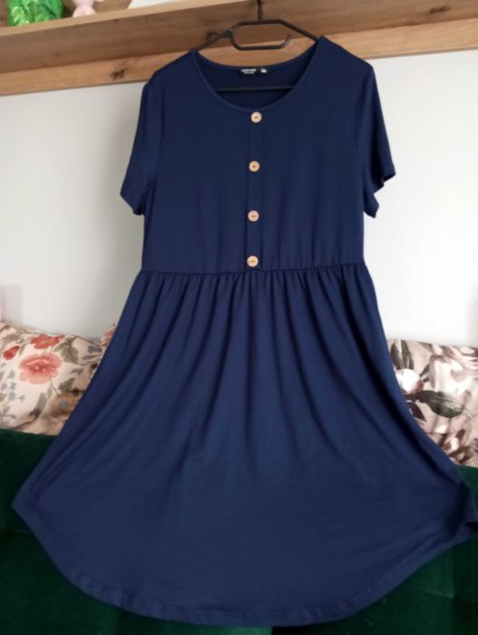 Shein Curve, granatowa sukienka XL