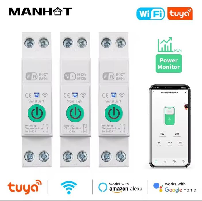 Реле напруги GEYA  EARU TOMZN Manhot (Wi-Fi) 40A 63A 80A. Захист вольтметр лічильник. Для зарядної станції
Реле напруги GEYA