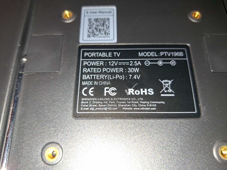 Przenośny telewizor 19-calowy z anteną baterią do kampera działkę