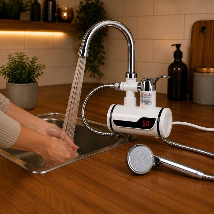 Проточний водонагрівач Water Heater MP5208 міні бойлер кран з підігрівом води душ 3000Вт LCD дисплей настінний водонагрівач бойлер на кран