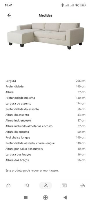 Sofá IKEA BOLLSTANÄS 3 lugares com chaise longue reversível – Bege