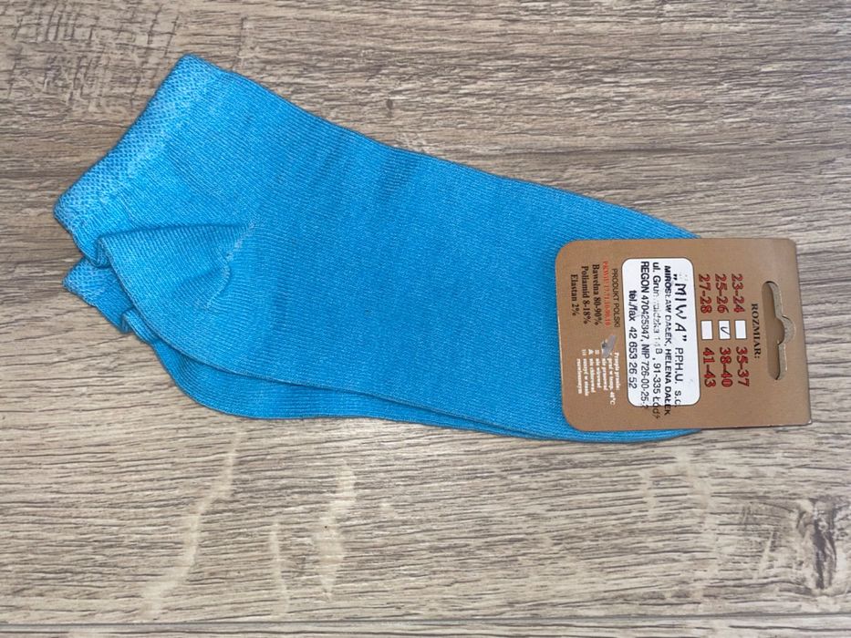 Skarpetki damskie stopki bawełniane, niebieskie,  38-40 produkt Polski