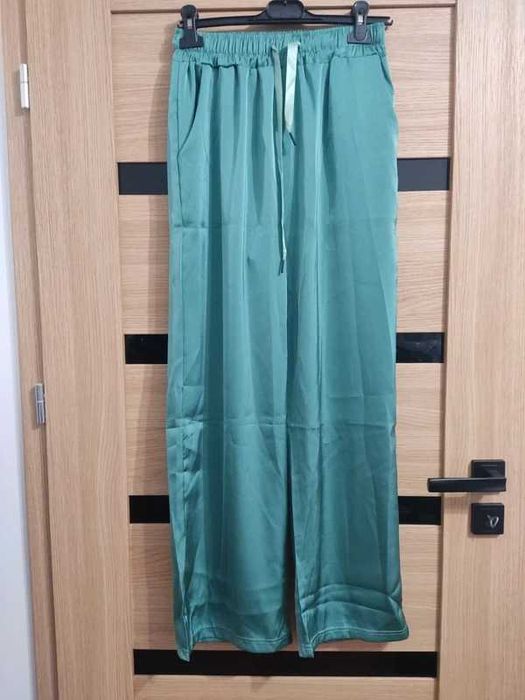 Luksusowe spodnie satynowe Ice Silk zielone
