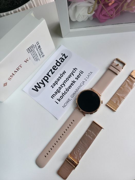 Smartwatch Damski, nowy, pełny komplet. Wyprzedaż magazynu