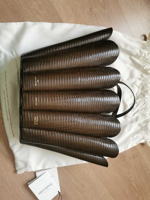 Torba do ręki marki Chylak. Muszelka jaszczurka tobacco