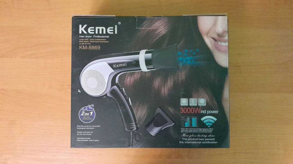 Фен Kemei KM-8869 3000W с функцией ионизацией волос, 316