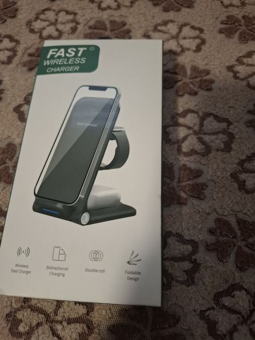 Ładowarka do telefonu indukcyjna czarna bezprzewodowa