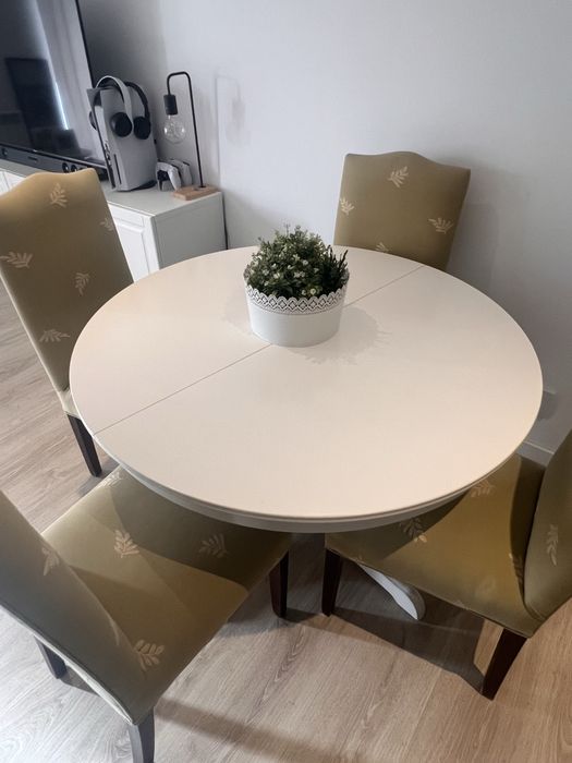 Mesa extensível, branco, 110/155 cm