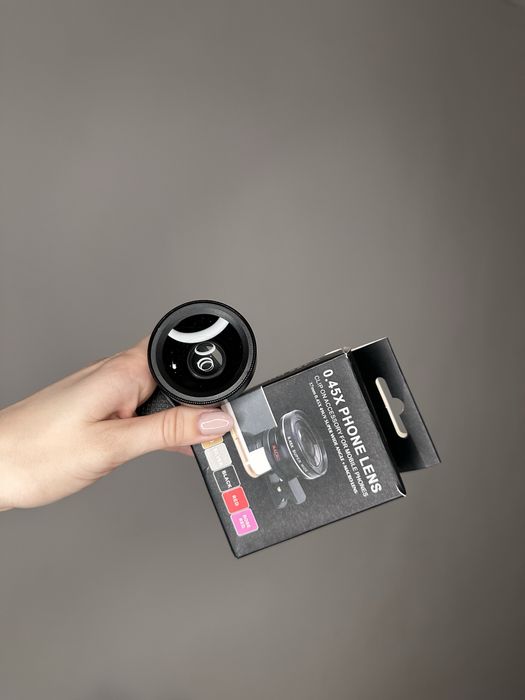 Макролінза/макрокамера для телефона 0/45X Phone Lens 2в1 ширококутна