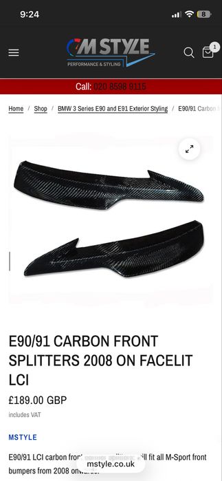 Carbon splittery BMW E90 LCI M Sport – prawdziwy carbon