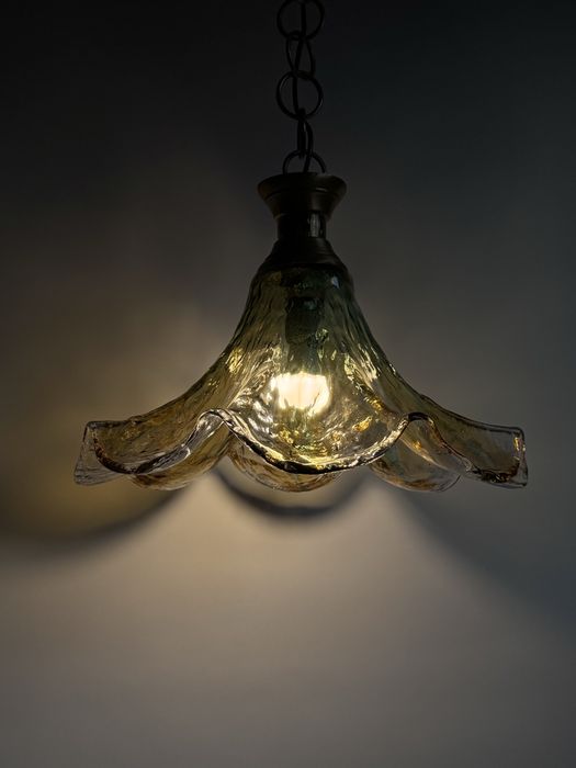 Włoska lampa wisząca Murano, lata 70te, szkło artystyczne