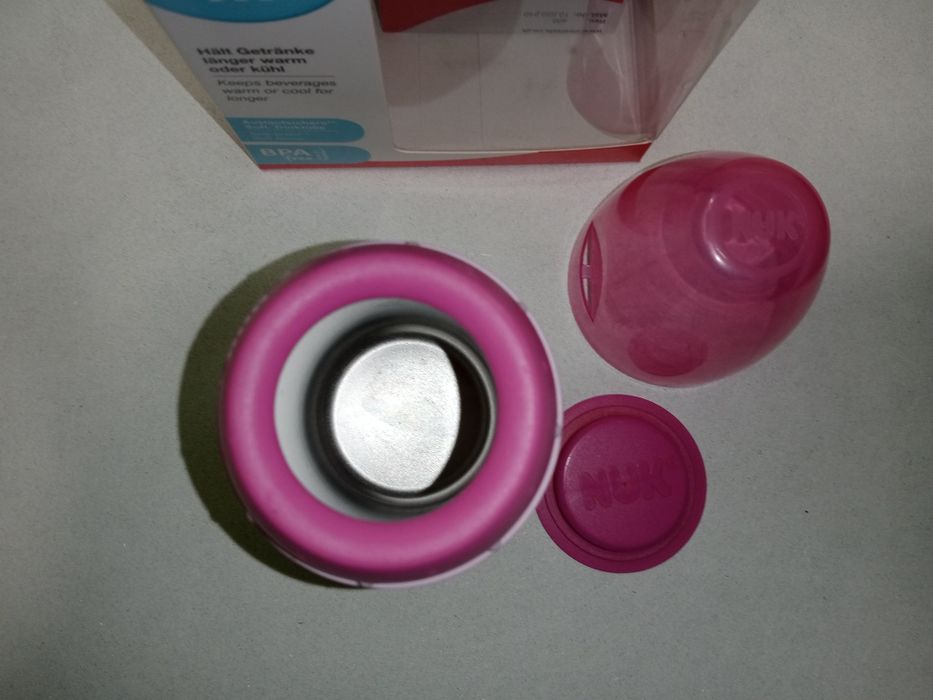 NUK 6-18 mcy termos, stał nierdzewna, butelka, bidon, pojemnik.