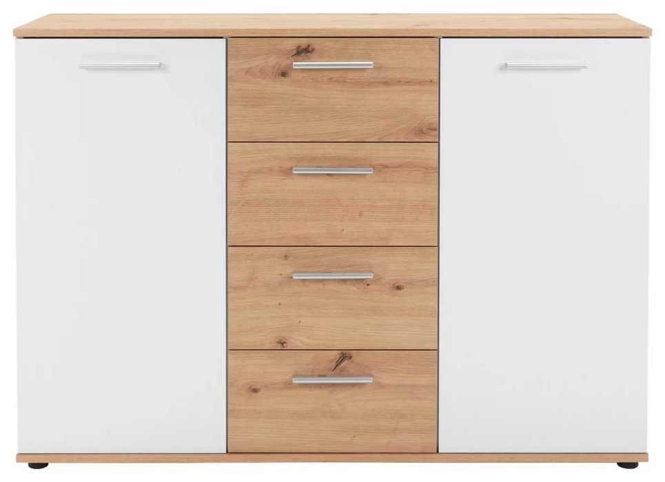 Komoda w kolorze imitacji dębu i białych frontów
