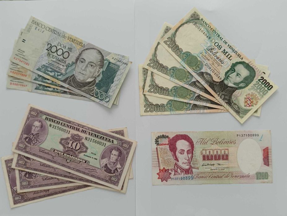 Venezuelan banknotes from 1992, 1995, and 1998