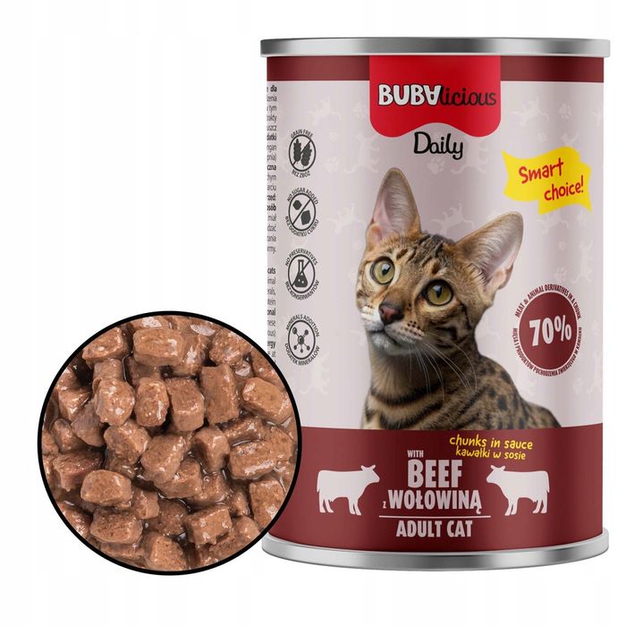 BUBAlicious karma mokra dla kota DAILY 400g puszka WOŁOWINA adult